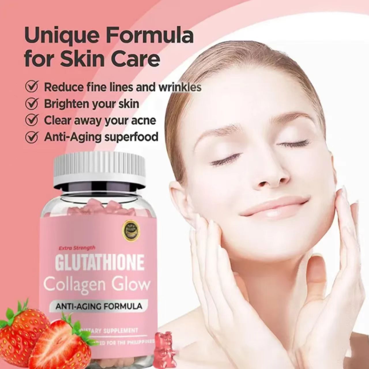 Extra Strength Glutathione Collagen Glow Gummies | Anti-Aging Formula | 60 Gummies | FDA Approved Dietary Supplement