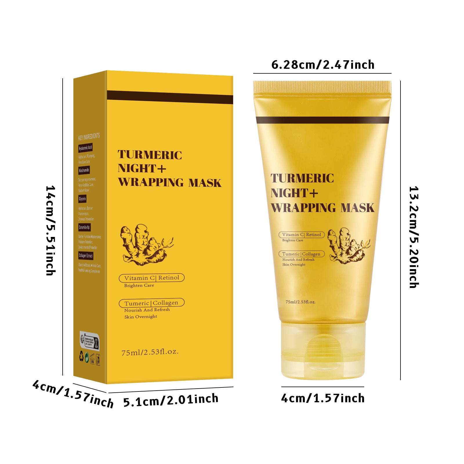 Night+ Wrapping Mask - Overnight Sleeping Mask with Turmeric | Brightening & Anti-Aging | 100ml