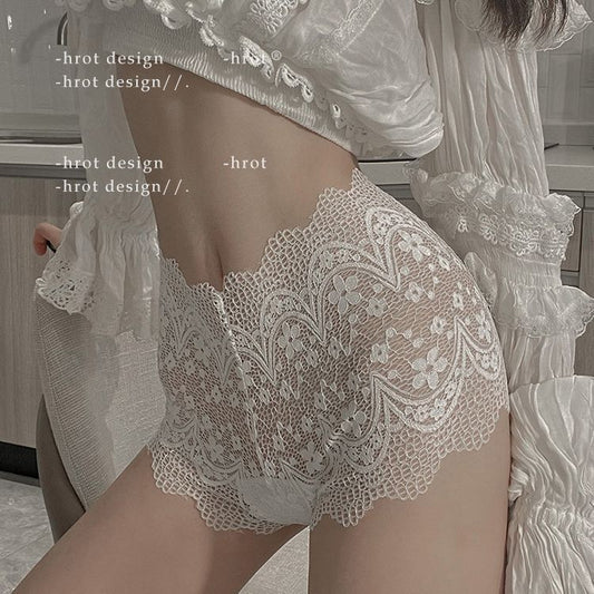 Black Floral Lace Boyshort Panties | Sheer Scalloped Edge Shorts Underwear | Women's Sexy Lace Hipster Briefs