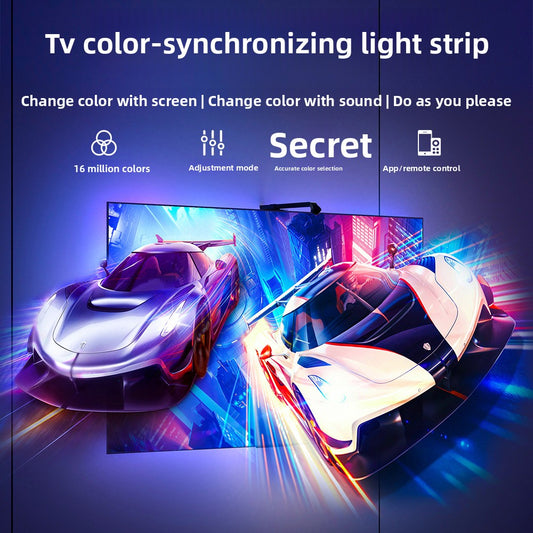 TV Backlight Sync Strip Lights with Camera | Immersive Ambient LED Kit for 40?85 Inch TVs | RGB Full Color, Bluetooth App & Remote Control