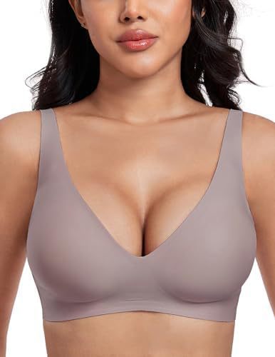 Black Wireless Bralette for Women - Seamless Comfort Bra with Deep V Neckline & No Underwire Support