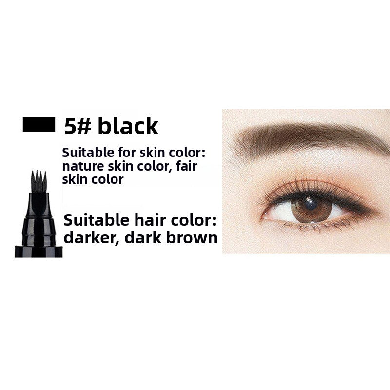 4-Tip Eyebrow Pen Microblading Tattoo Brow Pencil | Waterproof Long Lasting Hair Stroke Effect | Light Brown Dark Brown Black