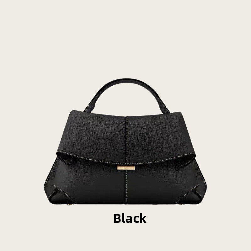 Pol�ne Num�ro Bag White | Structured Top Handle Flap Crossbody Handbag with Gold Hardware