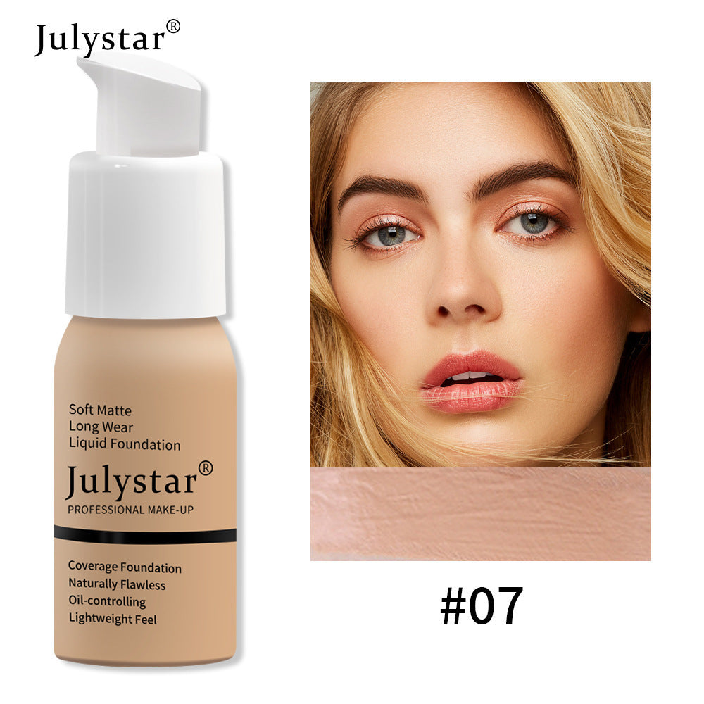Julystar Professional Soft Matte Long Wear Liquid Foundation | 8 Shades Coverage Foundation | Naturally Flawless Oil-Controlling Lightweight Feel | Full Coverage Pump Bottle Foundation for All Skin Types