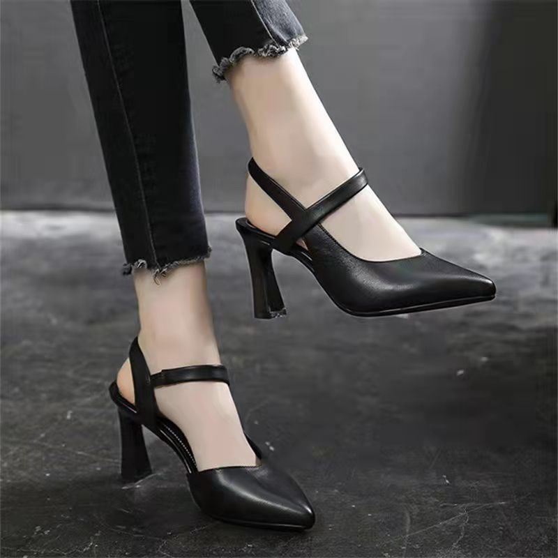 Beige Pointed Toe Slingback Heels | Elegant Block High Heel Sandals for Women | Classic Ankle Strap Pumps