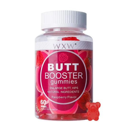 WXW Po-Booster-Gummibärchen – 1 kaufen, 1 gratis | Vergrößern Sie Po und Hüften mit natürlichen Inhaltsstoffen | Himbeergeschmack | 60 Gummibärchen