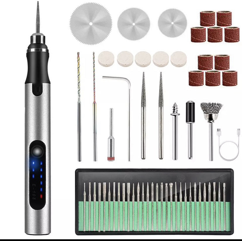 Electric Rotary Tool Kit with 50+ Accessories | Rechargeable Cordless Mini Drill | Engraving, Cutting, Grinding & Polishing Set