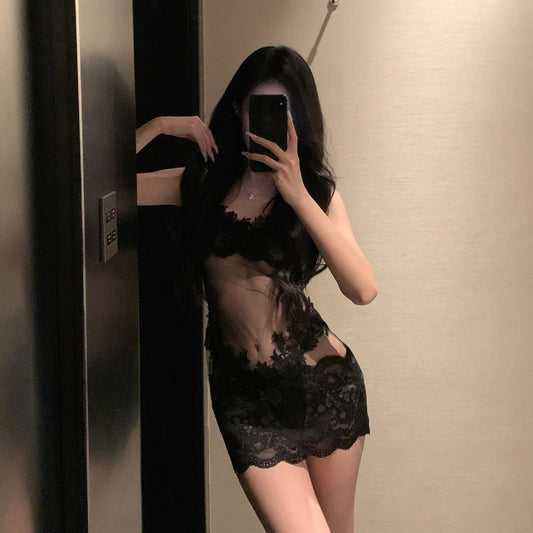 Women's Black Eyelash Lace Bralette and Shorts Set Sexy See-Through 2 Piece Lingerie Underwear Set