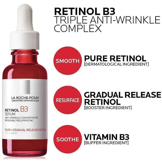 La Roche-Posay Retinol B3 Serum Set of 2 | Anti-Wrinkle Regenerating Resurfacing Concentrate Pure Retinol Vitamin B3 Face Serum
