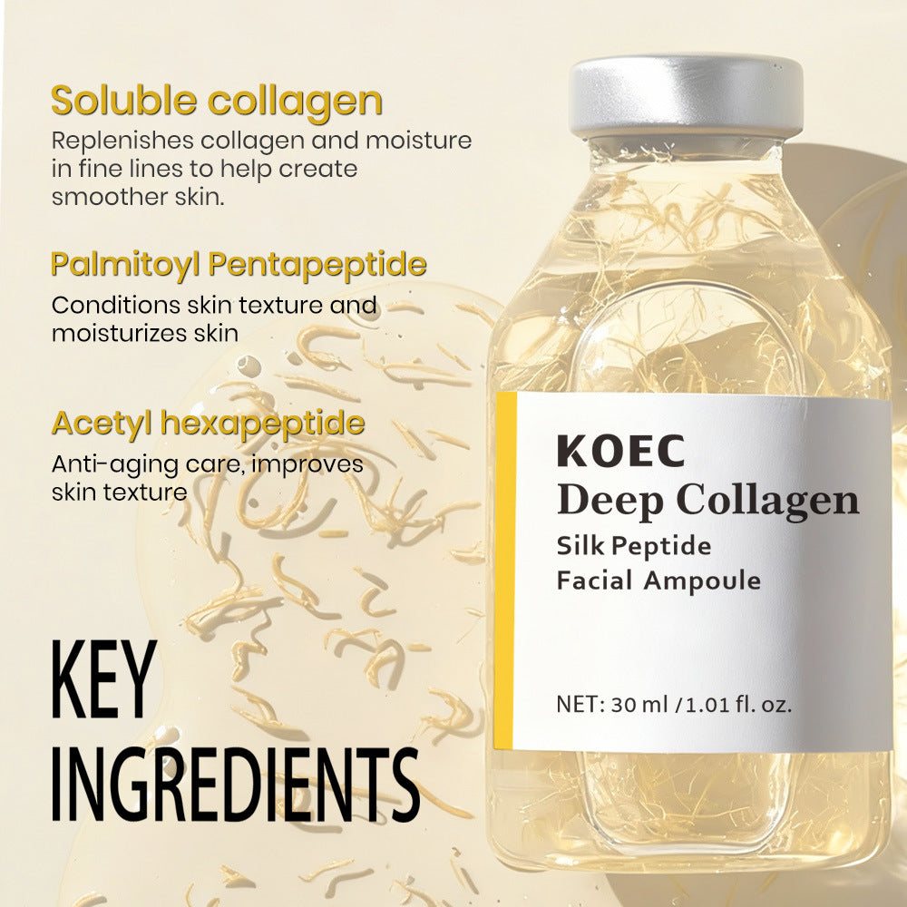 أمبولة الوجه KOEC Deep Collagen Silk Peptide - 30 مل، سيروم مضاد للشيخوخة مع الكولاجين المتحلل | علاج لشد الوجه