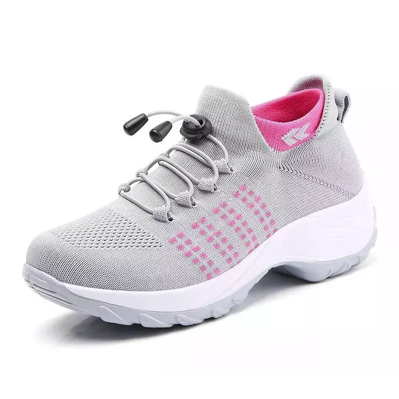 Women's Black Purple Platform Sneakers | Breathable Knit Sock Shoes | Chunky Sole Ladies Running Walking Trainers