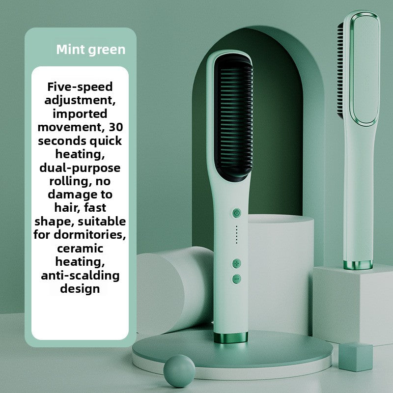 Negative Ion Hair Straightening Comb | 10 Second Quick Heat Multi-Level Electric Brush | Anti-Frizz Cordless Hair Smoother for Women | Purple Hot Comb