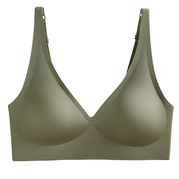 Jelly Glue W Support Wireless Bra | Seamless Deep V Push Up Bralette | No Wire Lift Comfort Bra for Women