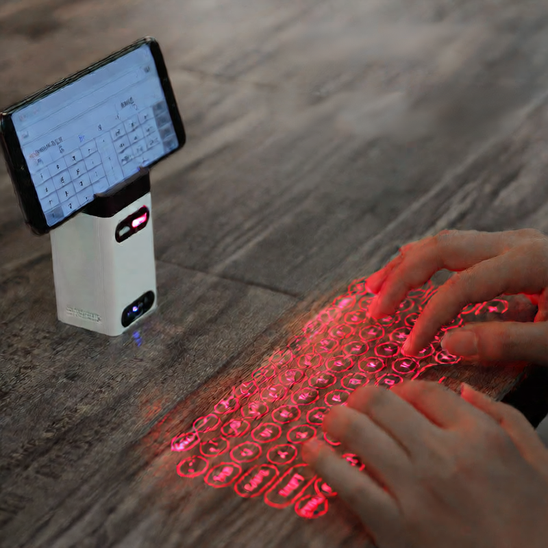 Virtual Laser Projection Keyboard Bluetooth Wireless Portable Mini Phone Stand | Smart Infrared Keyboard for iPhone Android iPad Tablet Laptop Travel Office