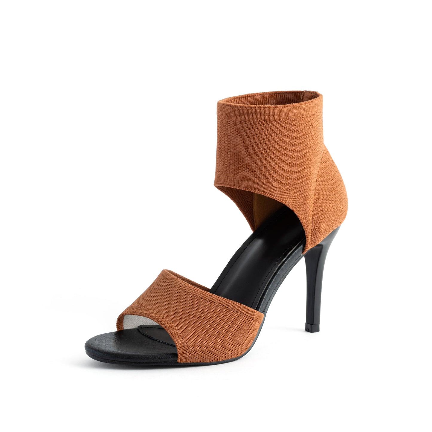 Hot Pink Knit Sock Stiletto Heels | Open Toe Ankle Wrap High Heel Sandals | Stretchy Fabric Dress Shoes for Women