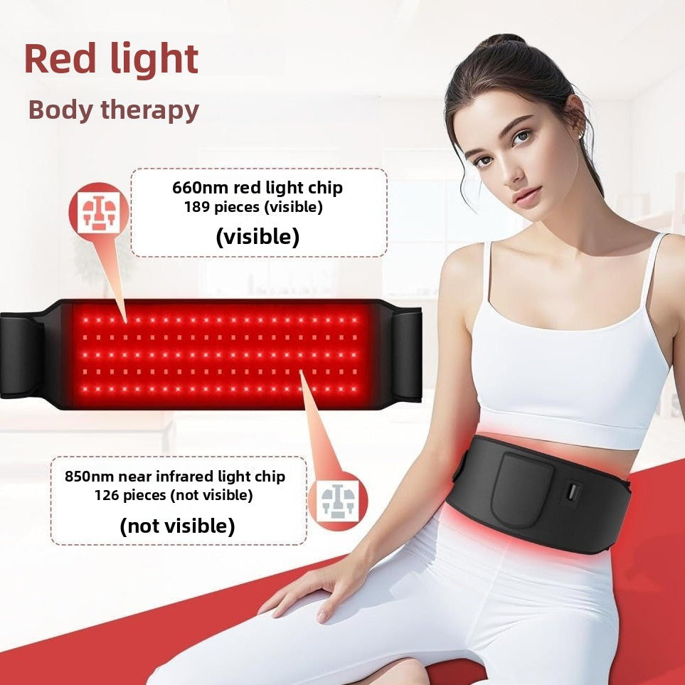 حزام علاجي بضوء LED أحمر | لفافة للجسم للتنحيف والعناية بالبشرة بالأشعة تحت الحمراء | جهاز لتخفيف آلام الخصر والظهر مع وحدة تحكم بشاشة LED