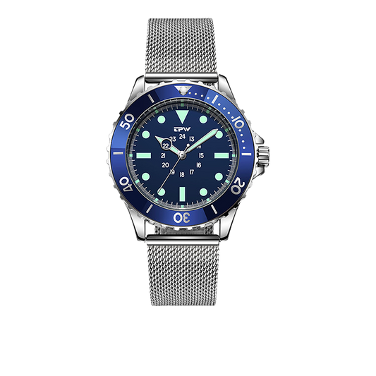 TPW Black Diver Style Watch Men | Luminous Dial Rotating Bezel Silicone Strap Sport Quartz Watch