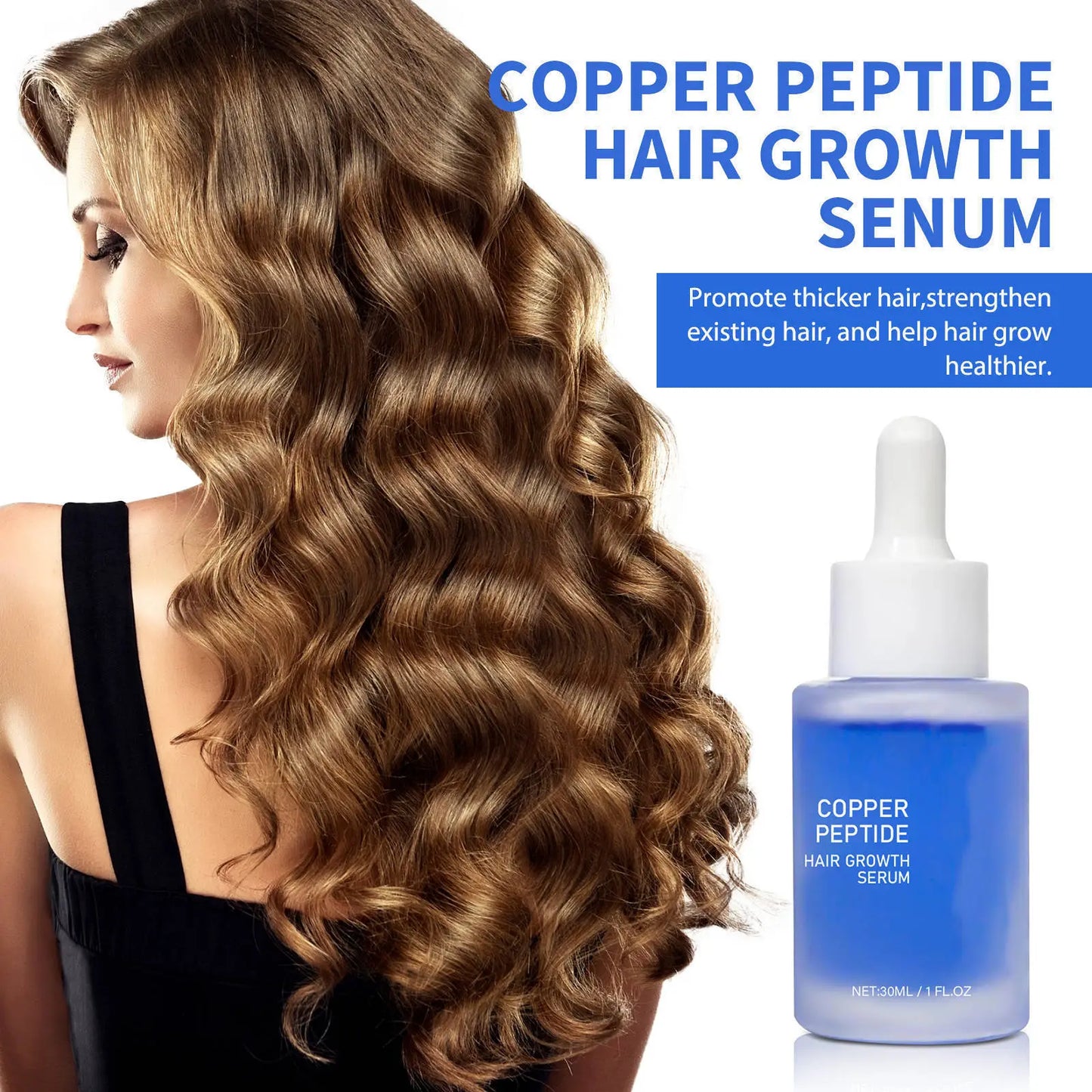 Copper Peptide Hair Growth Serum 30ml | Set of 2 | Strengthen Hair Roots & Repair Follicles | Scalp Nourishing Dropper Serum