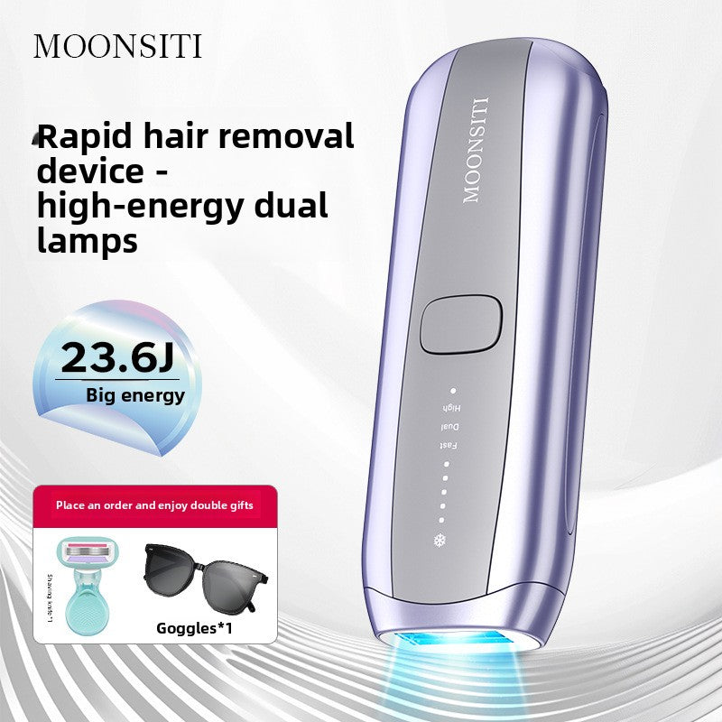 MOONSITI IPL Hair Removal Device 23.6J Dual Lamp | Rapid Permanent Painless Laser Hair Remover | High Dual Fast Mode | Includes Goggles & Razor
