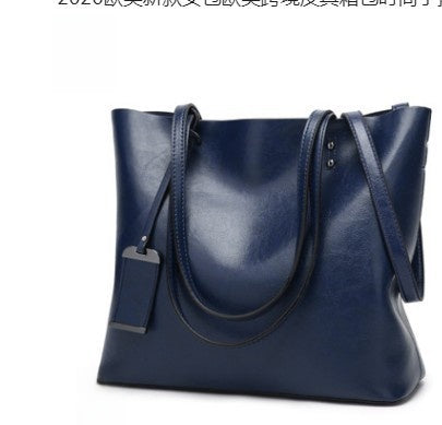 Cognac Brown Leather Tote Bag with Crossbody Strap | Vintage Style Shoulder Bag