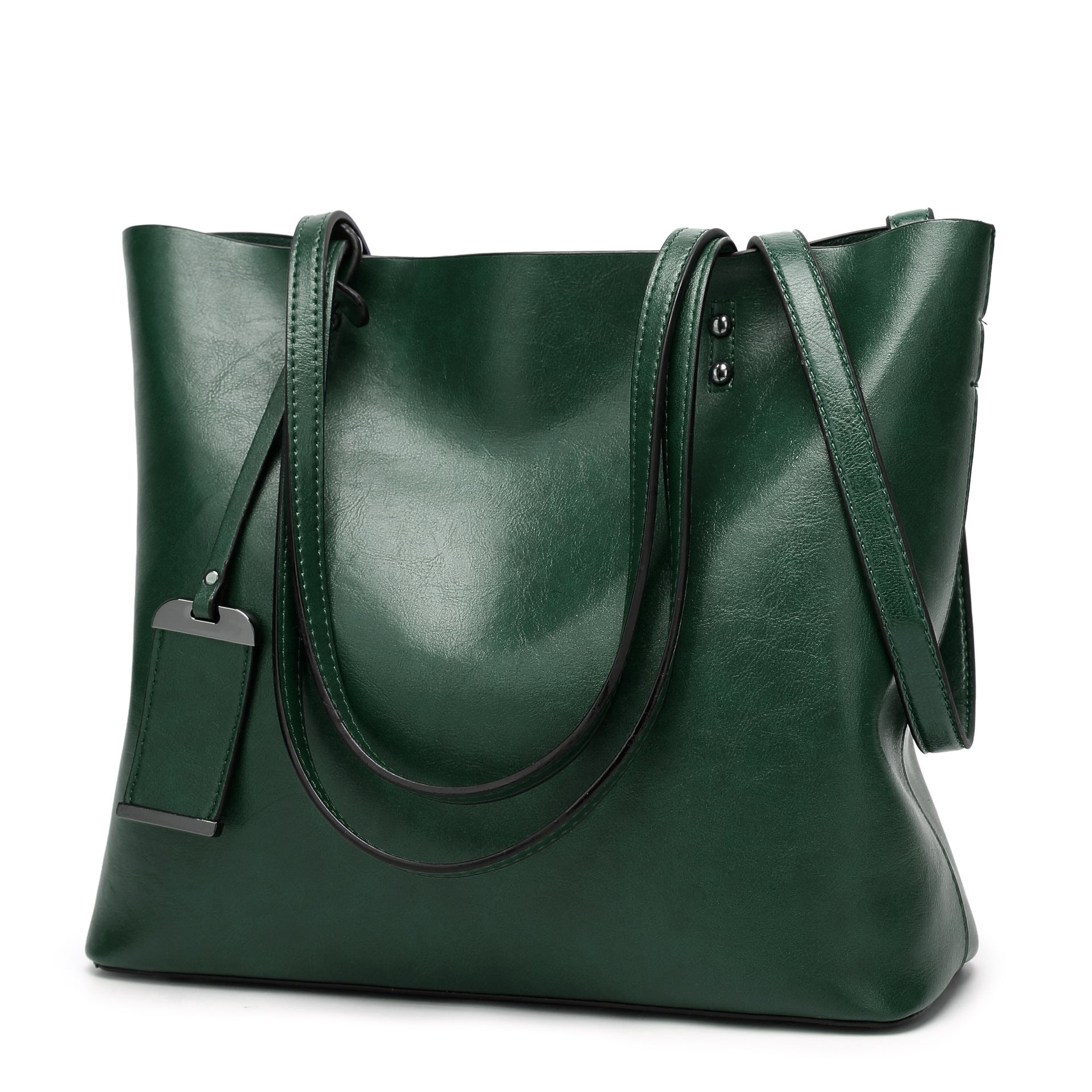 Cognac Brown Leather Tote Bag with Crossbody Strap | Vintage Style Shoulder Bag