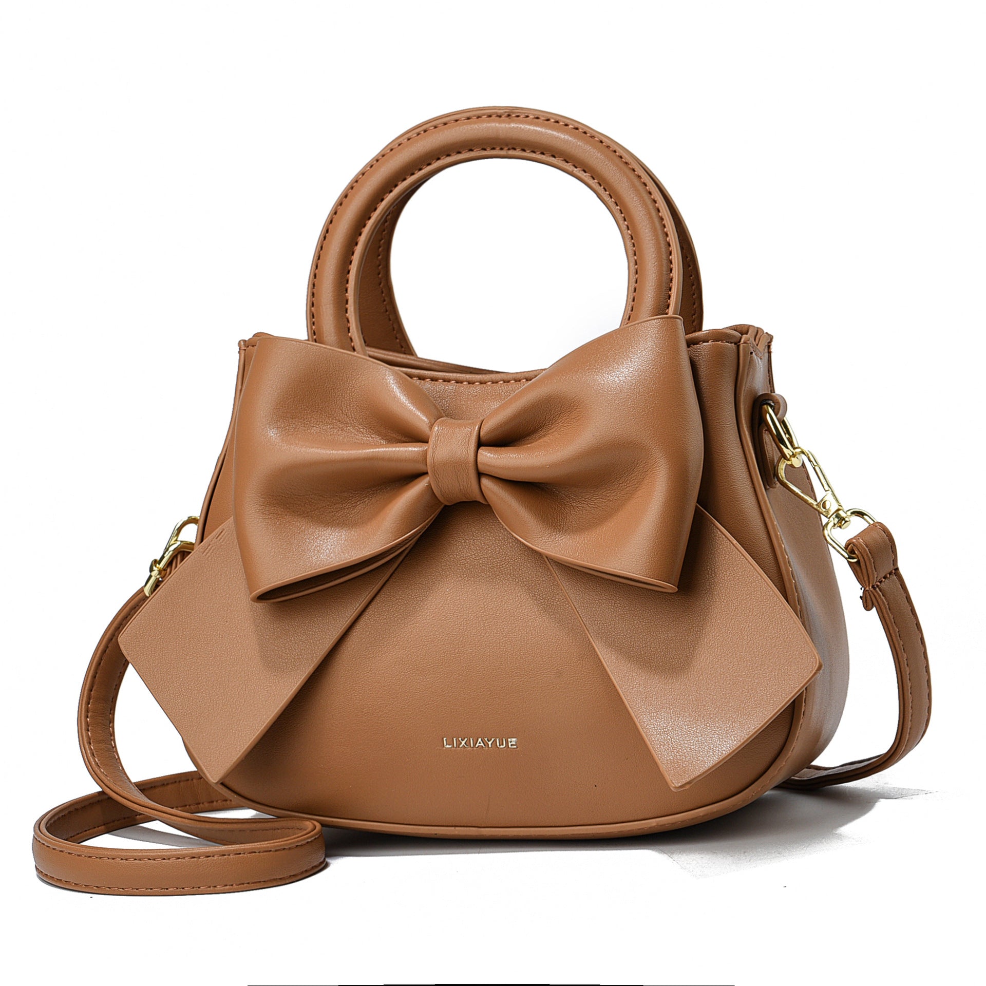 White Leather Handbag with Large Bow Detail | Small Elegant Crossbody Bag