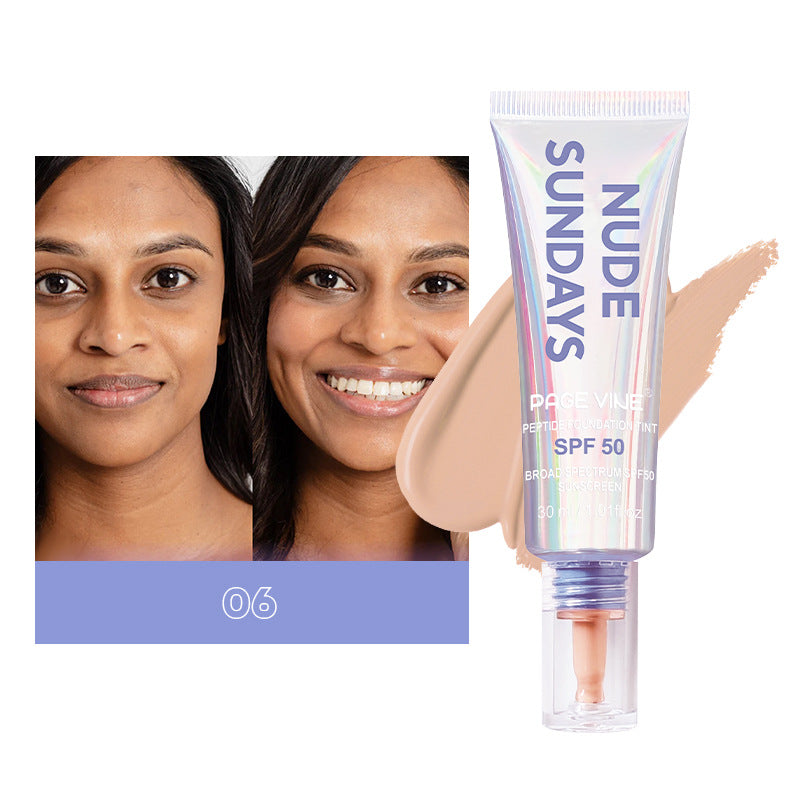 Pagevine Nude Sundays SPF 50+ Getönte Foundation Sonnencreme | Breitspektrum Peptid Gesichts-Sonnencreme 30ml