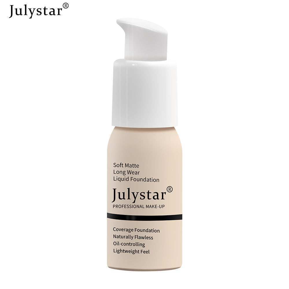 Julystar Professional Soft Matte Long Wear Liquid Foundation | 8 Shades Coverage Foundation | Naturally Flawless Oil-Controlling Lightweight Feel | Full Coverage Pump Bottle Foundation for All Skin Types