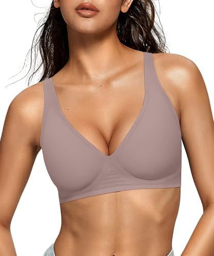 Wireless V-Neck Bralette | Seamless Comfort Everyday Bra for Women - Nude