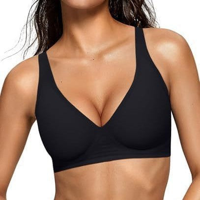 Wireless V-Neck Bralette | Seamless Comfort Everyday Bra for Women - Nude