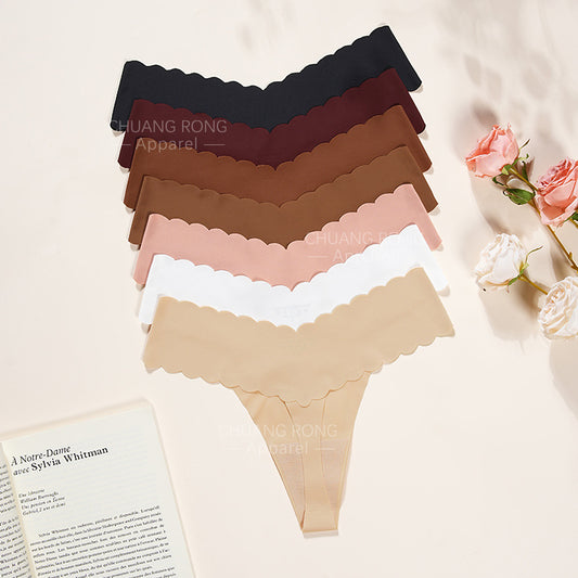Women's Pink Seamless Panties | No-Show Scalloped Edge Underwear | Soft Invisible Briefs | Everyday Comfort