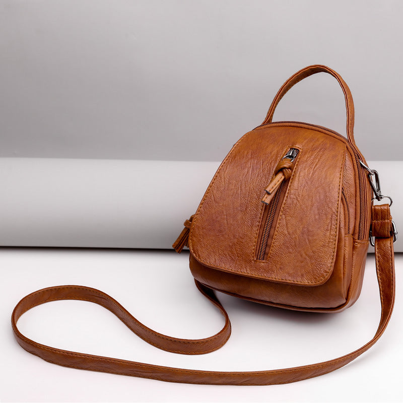Brown Soft Leather Convertible Backpack Women | 3-in-1 Backpack Crossbody Handbag | Tassel Zip Vintage Bag