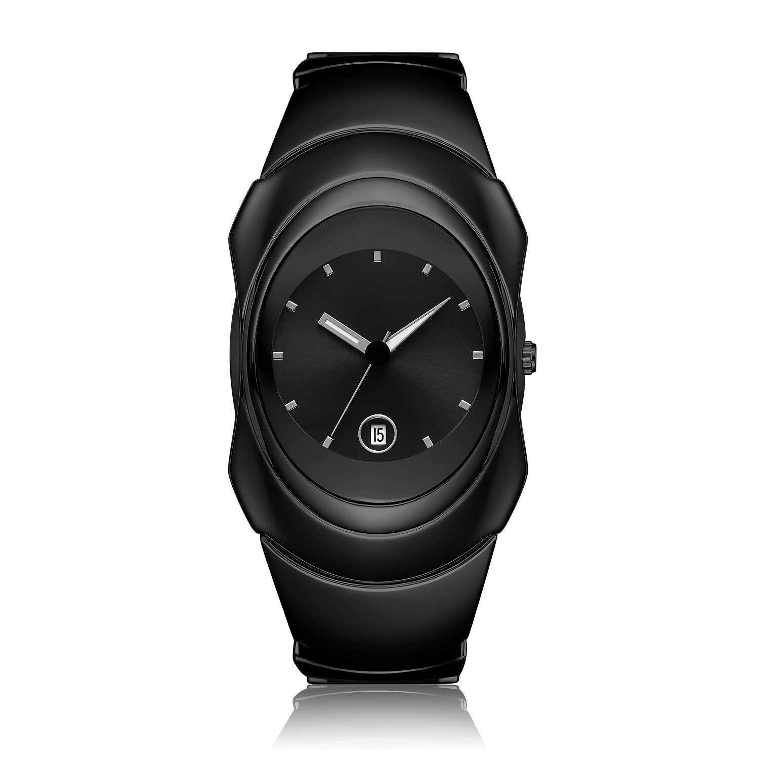Black Bangle Watch for Women | Elegant All-Black Bracelet Watch with Date Display