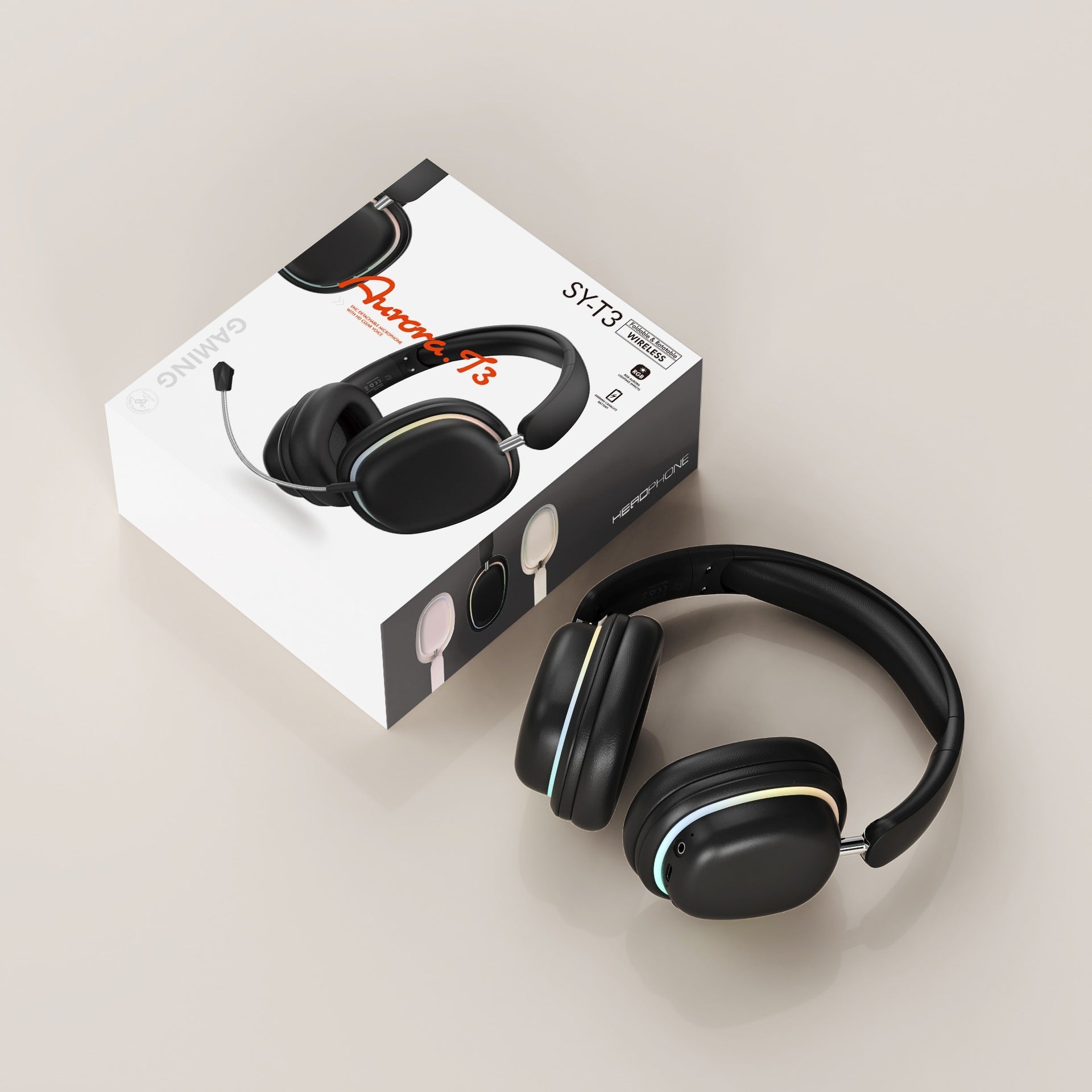 Wireless Bluetooth Over-Ear Headphones 6D Immersive Stereo Sound Foldable On-Ear Headset with Wired Mode USB Charging Cable Mic for Music Gaming Travel School - SY-T4