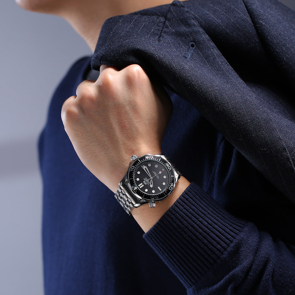 Paula Reis Automatic Professional Diver Watch | Black Dial Master Chronometer 300M | Stainless Steel Bracelet Men's Watch