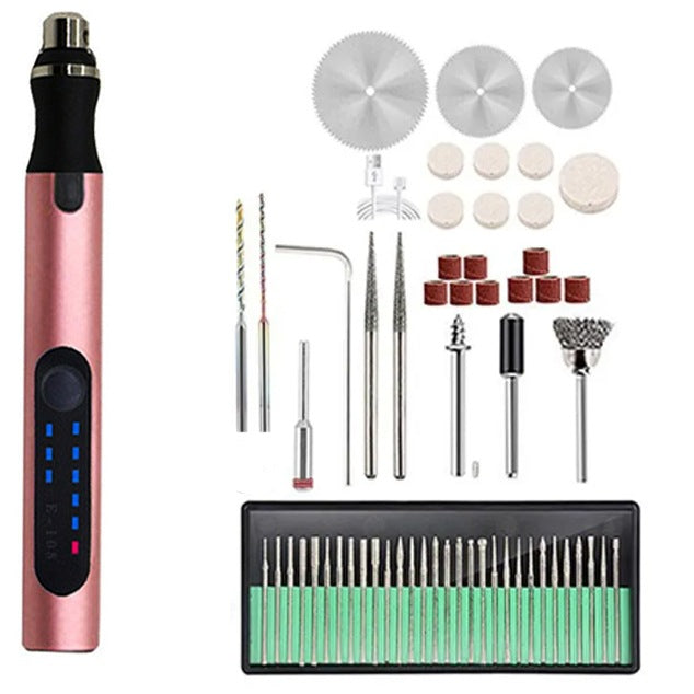 Electric Rotary Tool Kit with 50+ Accessories | Rechargeable Cordless Mini Drill | Engraving, Cutting, Grinding & Polishing Set