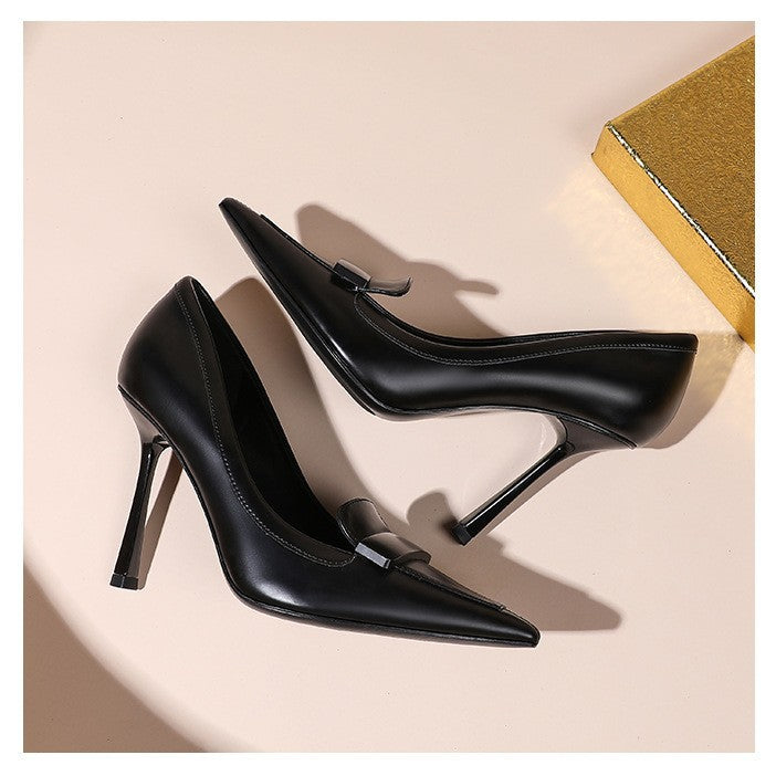 Tan Caramel Leather Bow Detail Pointed Toe Stiletto Pumps | Women's Chic High Heel Court Shoes