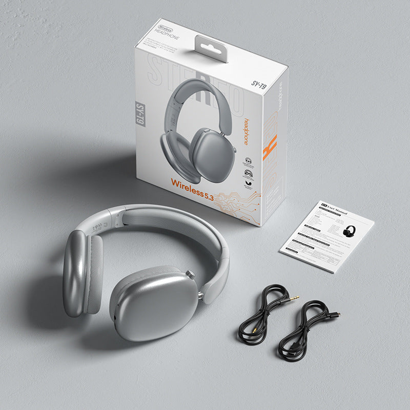 Wireless Bluetooth Over-Ear Headphones 6D Immersive Stereo Sound Foldable On-Ear Headset with Wired Mode USB Charging Cable Mic for Music Gaming Travel School - SY-T4