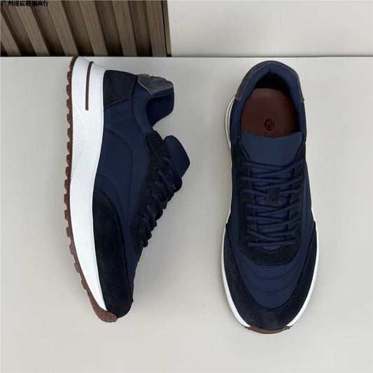Loro Piana-Inspired Navy Runner Sneakers | Premium Suede & Nylon | Luxury Style Men's Casual Shoes | Genuine Leather