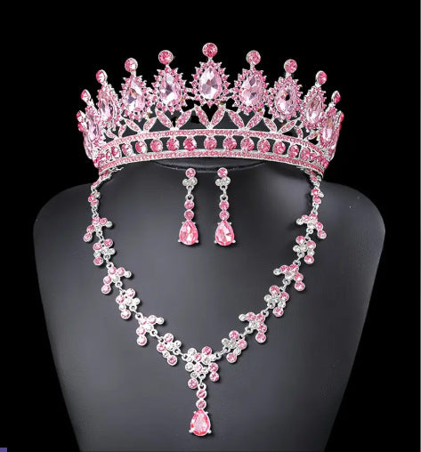 Bridal Crown Jewelry Set | Crystal Tiara Necklace & Earrings | Wedding Queen Accessories