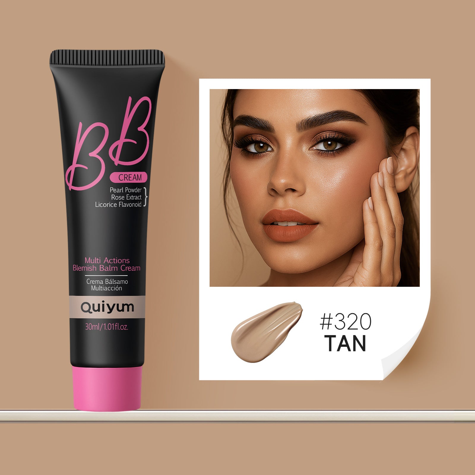Quiyum BB Cream Multi Action Blemish Balm | Pearl Powder Rose Extract All Skin Tones 30ml
