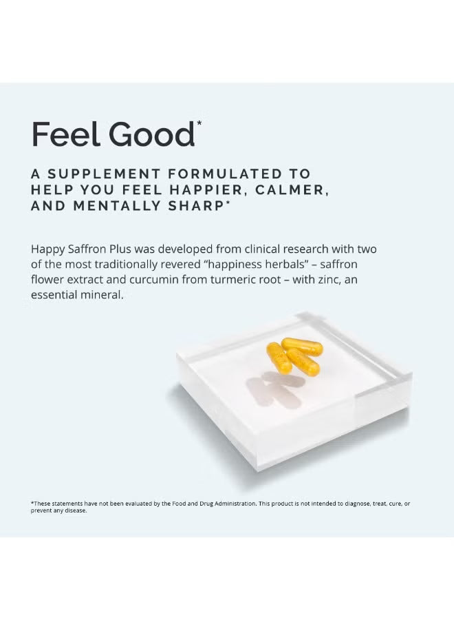 BrainMD Happy Saffron Plus – Buy One Get One FREE | Powerful Mood Support Supplement by Daniel Amen MD | 90 Vegan Capsules