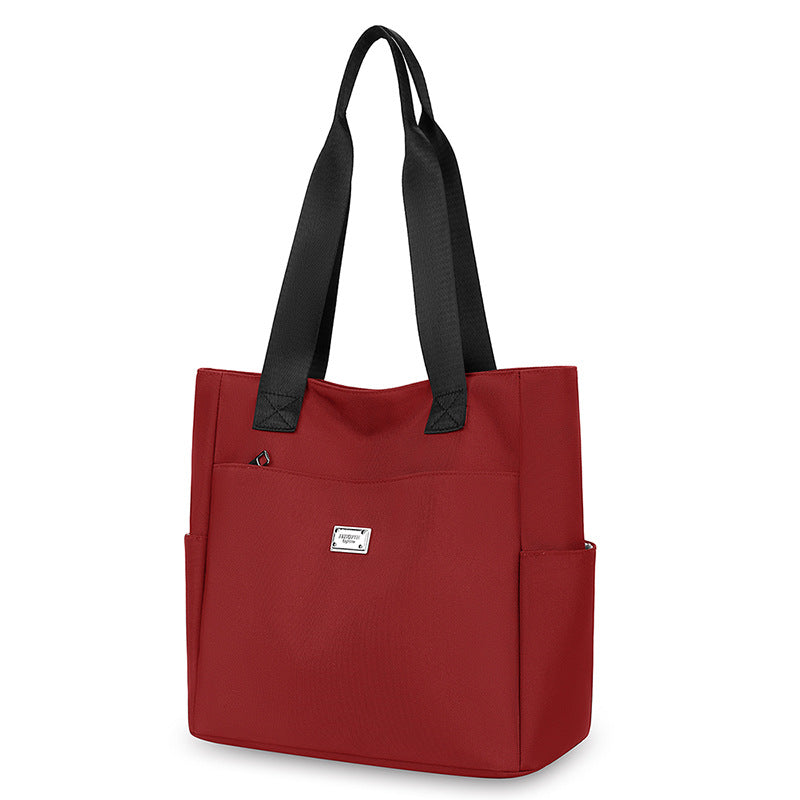 Burgundy Canvas Tote Bag - Large Shoulder Bag with Multiple Pockets | Wine Red Everyday Tote for Work, School & Travel