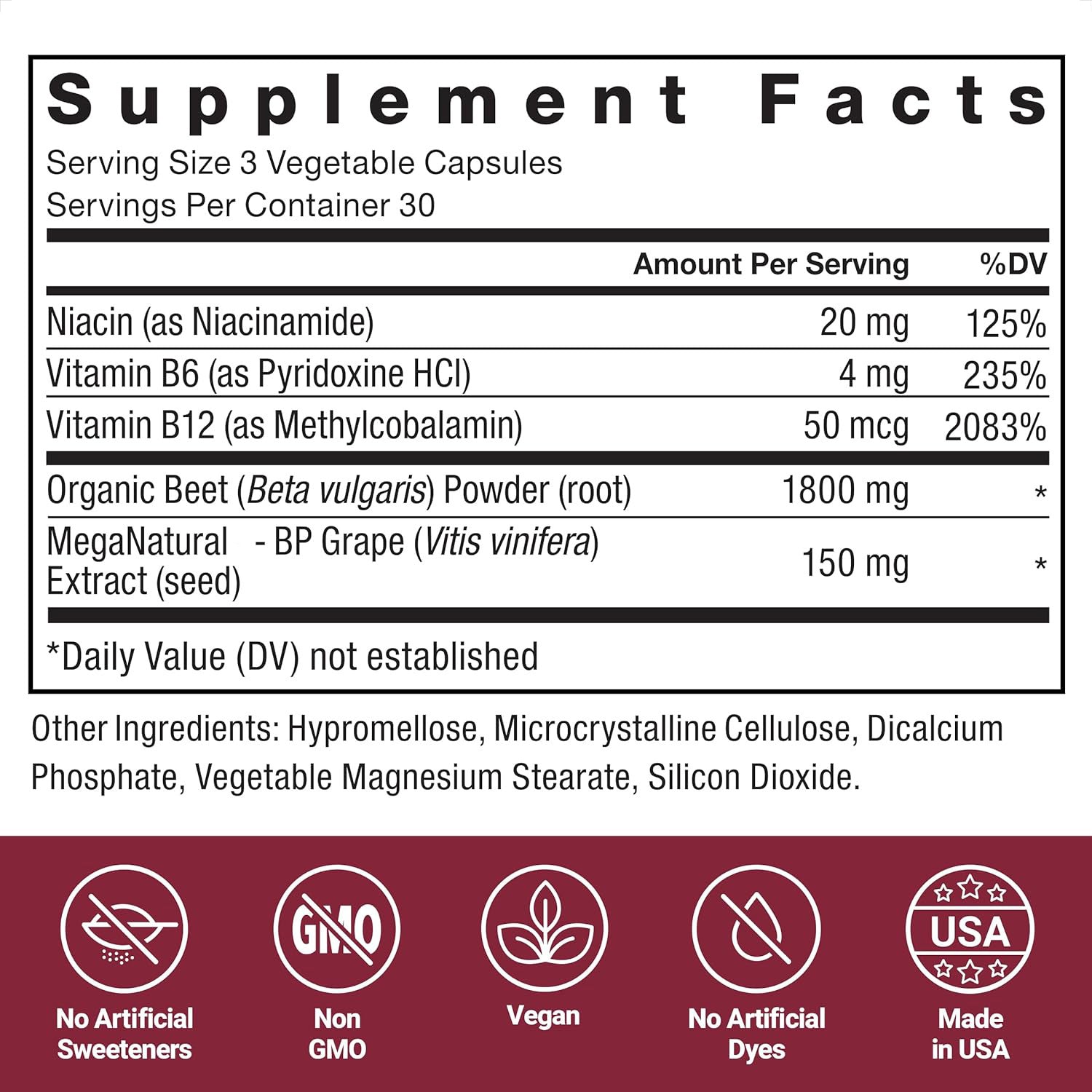 Total Beets 1800mg Beet Root Capsules | 90 Veggie Caps | Blood Pressure, Circulation & Nitric Oxide Support | Organic Beet Root Powder