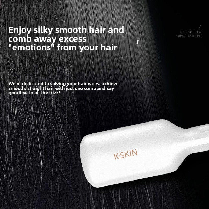 KSKIN White Electric Hair Straightening Brush | Cordless Ionic Anti-Frizz Hot Comb | Professional Portable Hair Straightener Brush for Women & Men
