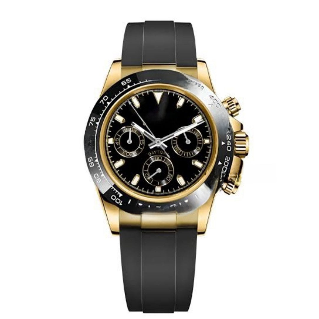 Seiko Ice Blue Chronograph Watch Men | Black Ceramic Tachymeter Bezel | 904L Steel Oyster Bracelet | Triple Sub-Dial Sport Watch