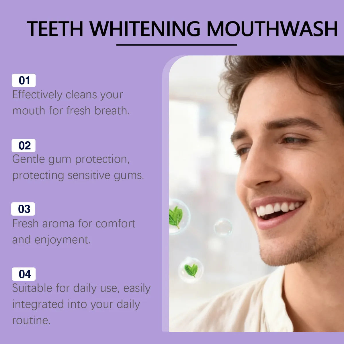 Feimuko Teeth Whitening Mouthwash Set of 2 x 100ml – Removes Stains, Freshens Breath & Protects Enamel
