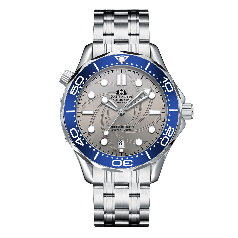 Paula Reis Automatic Professional Diver Watch | Black Dial Master Chronometer 300M | Stainless Steel Bracelet Men's Watch