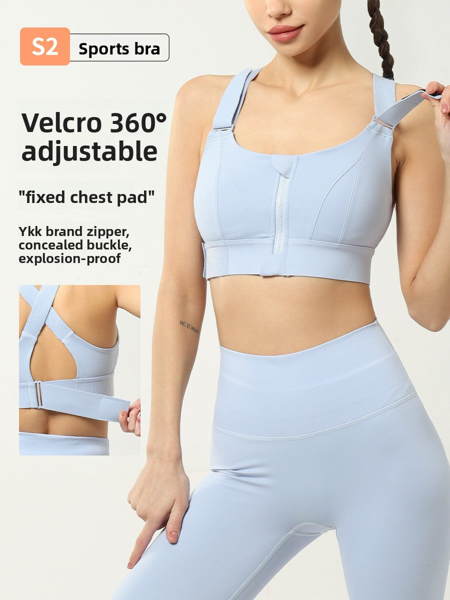S2 High Impact Sports Bra with Front Zipper | YKK Auto-Lock Zipper, Cross-Back & Shock Absorption | Women's Workout Bra with Removable Pads ? Black