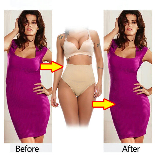 High Waist Tummy Control Thong Shapewear for Women - Seamless Slimming Waist Trainer Thong Panty Body Shaper